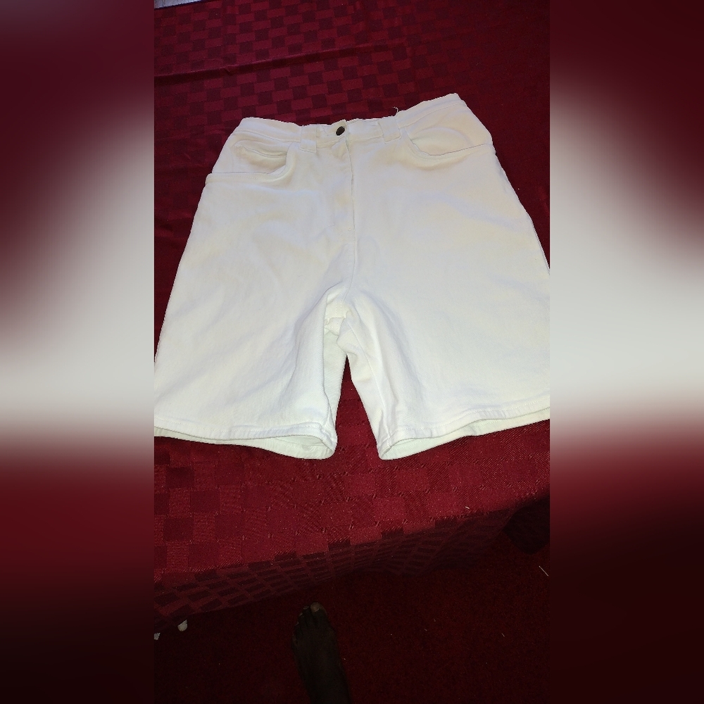 Vintage Bonjour High Rise Ivory Jean Shorts Size Stretch 10-12